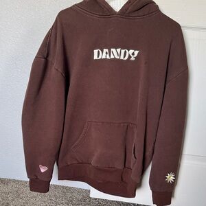 Brown Hoodie with Dandy Logo and Embroidered Details